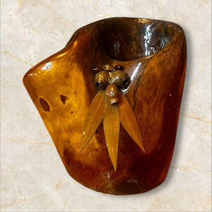 Mid Century Handcrafted Bimble Box Eucalyptus Wooden Organic Vase